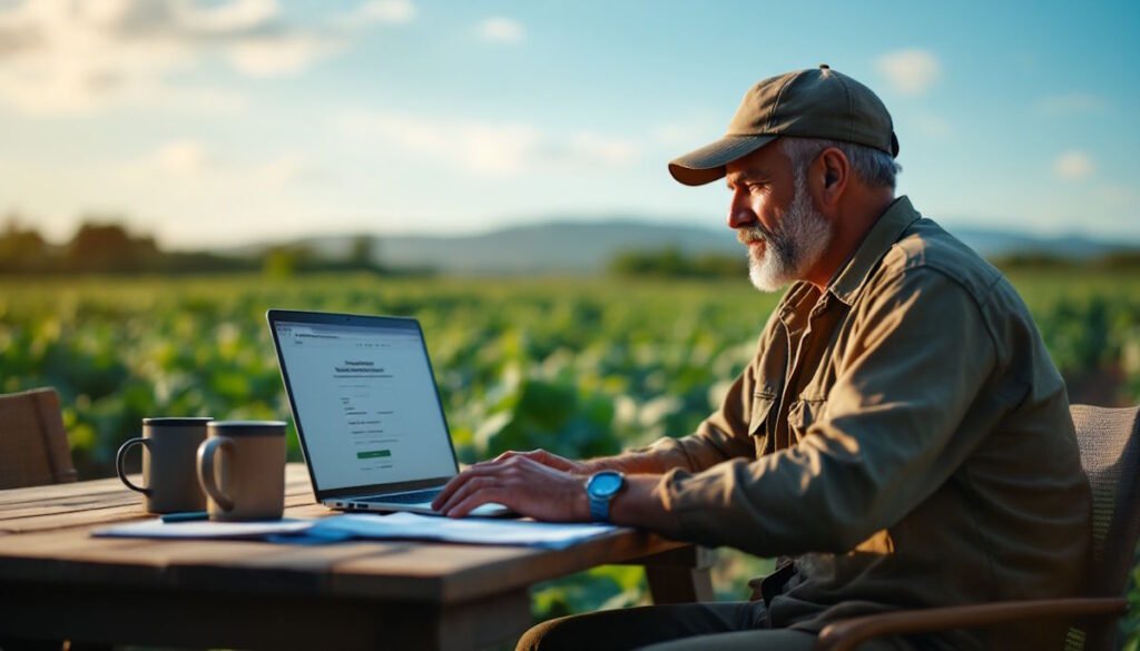 Imagem mostra produtor rural buscando informações de como se cadastrar no MEI