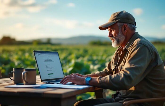 Imagem mostra produtor rural buscando informações de como se cadastrar no MEI