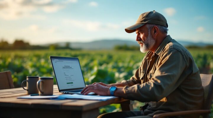 Imagem mostra produtor rural buscando informações de como se cadastrar no MEI